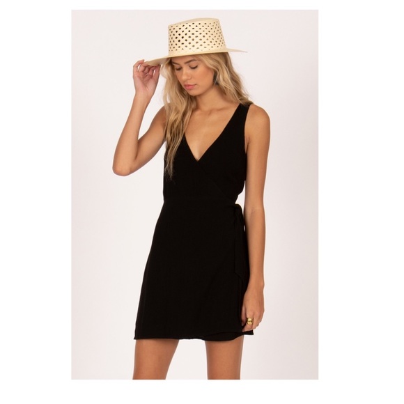 Amuse Society Black Wrap Dress - Picture 1 of 4